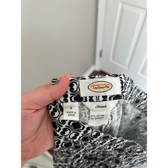 Talbots Vintage Black and White Geometric Stretch Pants Sz: 8 - Picture 4 of 4